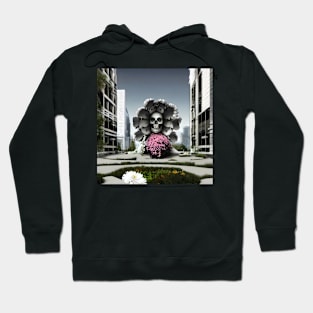 Skull flowers courtyard skull cityscape Hoodie